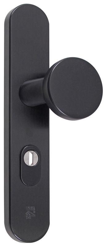 M-line Noir | Zwart Veiligheidbeslag | Afgerond Breed | PC72 | Kruk/Knop | Kerntrekbeveiliging
