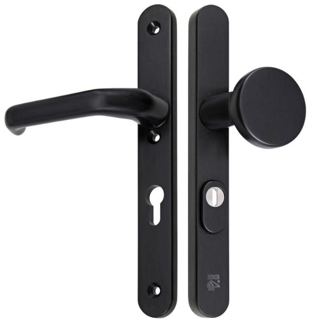 M-Line Noir | Zwart Veligheidsbeslag | Afgerond Smal | PC72 | Kruk/Knop | Kerntrekbeveiliging