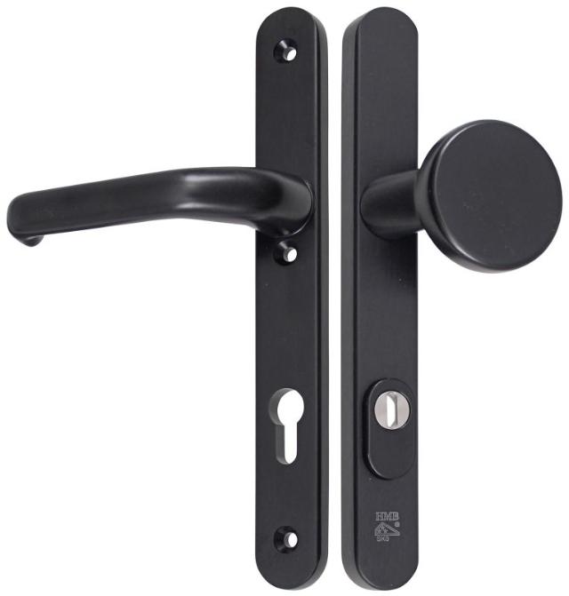 M-line Noir | Zwart Veiligheidbeslag | Afgerond Smal | PC92 | Kruk/Knop | Kerntrekbeveiliging