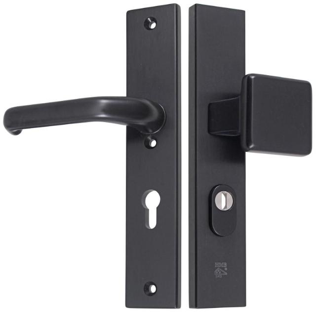M-line Noir | Zwart Veiligheidbeslag | Recht Breed | PC72 | Kruk/Knop | Kerntrekbeveiliging