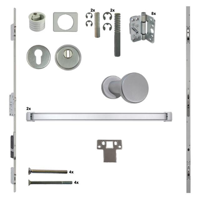 Antipaniek Inbouwset EN1125 | Dubbele Deur | Duwbalk/Duwbalk | F1 | Serie 012 Automotortronic | Deurhoogte 1950-3200mm