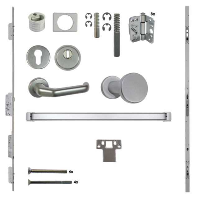 Antipaniek Inbouwset EN179 | Dubbele Deur | Duwstang/Kruk | F1 | Serie 012 Automotortronic | Deurhoogte 1950-3200mm